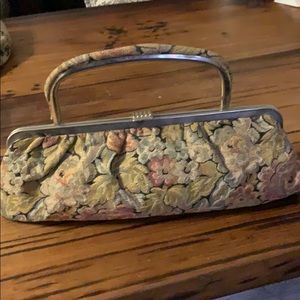 1930-1950’s clutch purse with metallic threads.